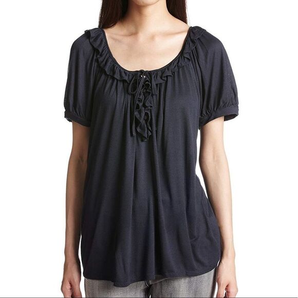 Soft Joie Simonie B Top Ruffle Blouse Keyhole Md - Picture 1 of 8